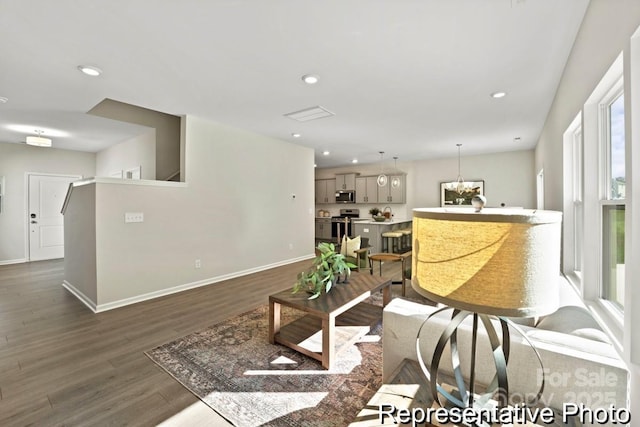 living room featuring hardwood / wood-style flooring