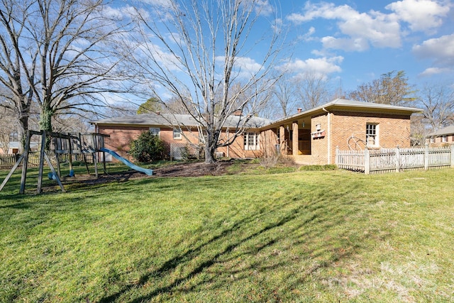 view of yard featuring a playground