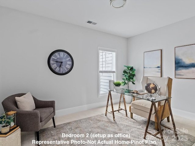 office with light colored carpet