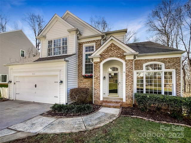 view of front property with a garage