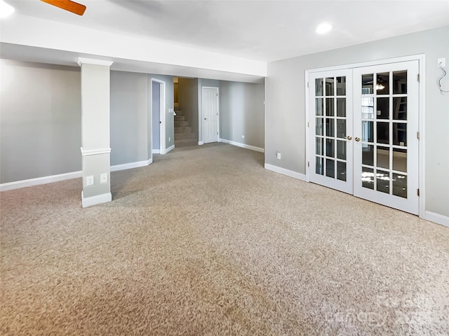 basement with french doors