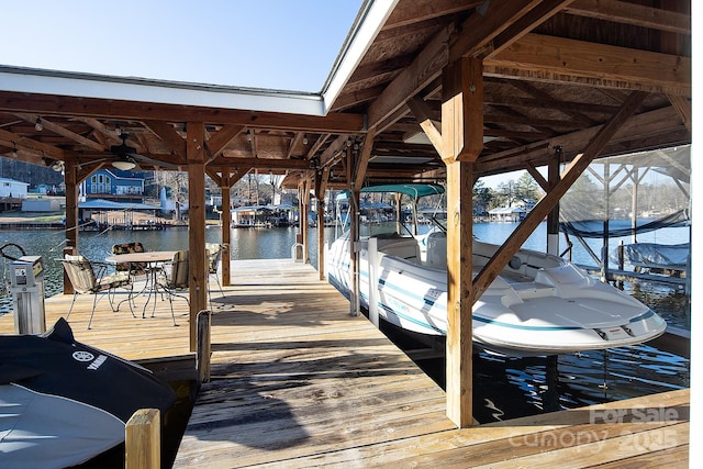 view of dock featuring a water view