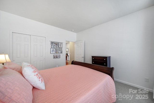 bedroom featuring carpet floors and a closet