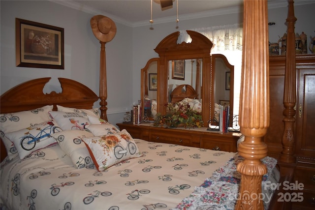 bedroom featuring ornamental molding