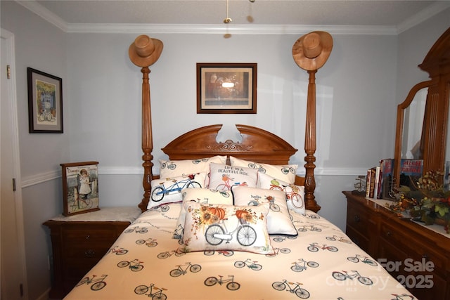 bedroom featuring ornamental molding