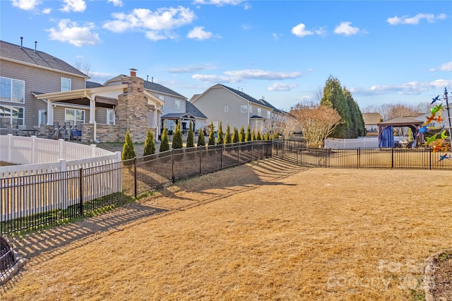 view of yard with a gazebo