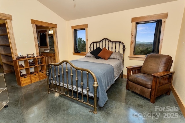 bedroom with vaulted ceiling