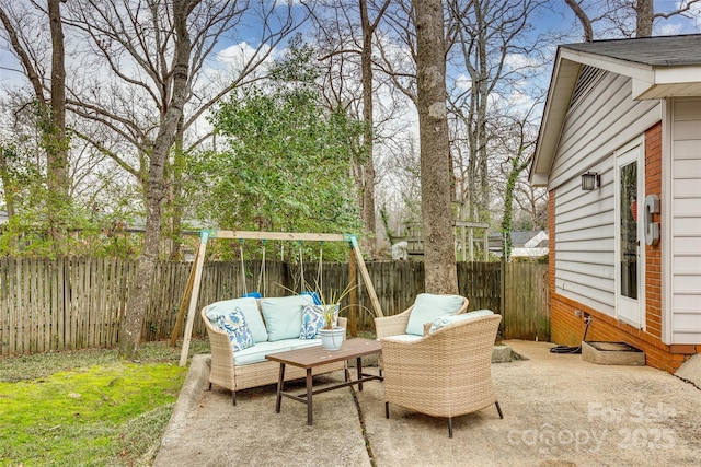 view of patio featuring an outdoor living space