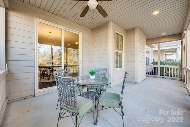 view of patio with ceiling fan