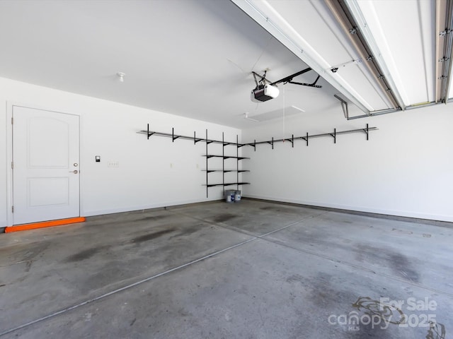 garage with a garage door opener