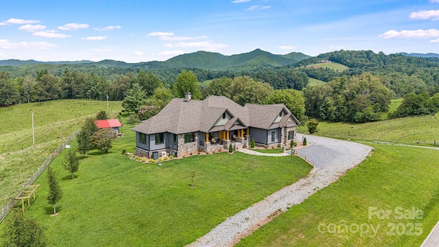 aerial view featuring a mountain view