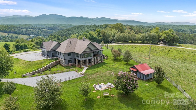 drone / aerial view with a mountain view