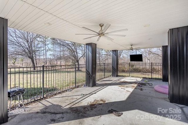 view of patio with ceiling fan