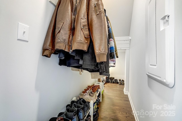 spacious closet featuring wood finished floors