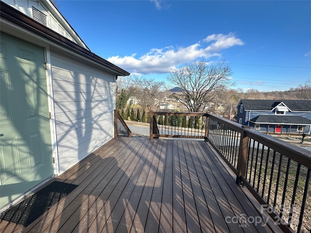 deck with a residential view