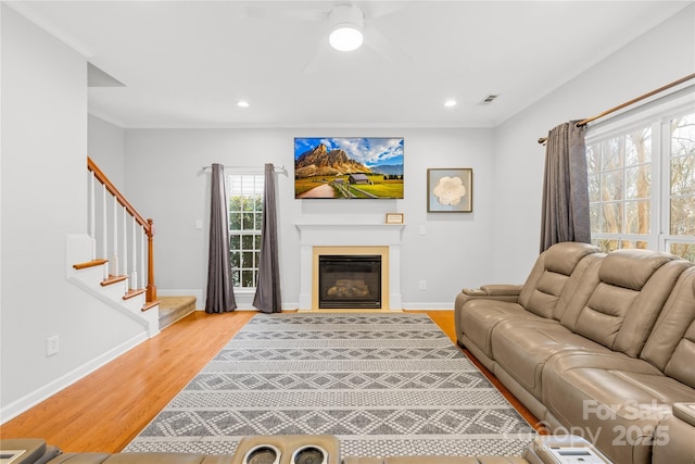 living room featuring light hardwood / wood-style flooring