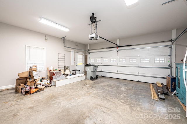 garage with a garage door opener