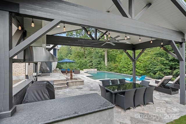 view of patio featuring a gazebo and ceiling fan