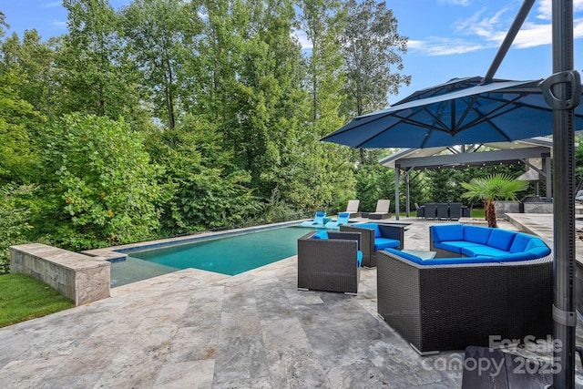 view of pool featuring a patio and an outdoor hangout area