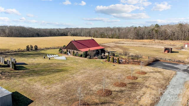 bird's eye view with a rural view