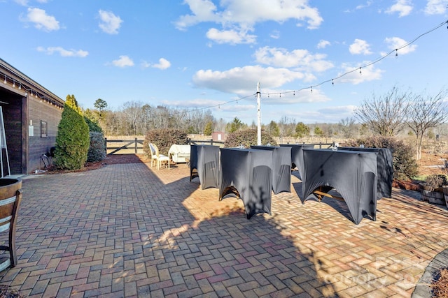 view of patio featuring an outdoor bar