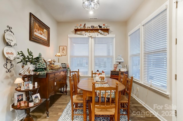 dining room with wood-type flooring