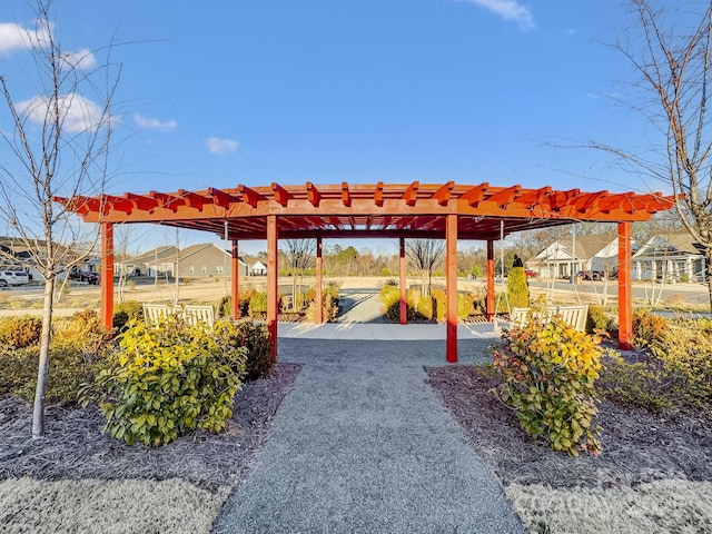 view of community with a pergola