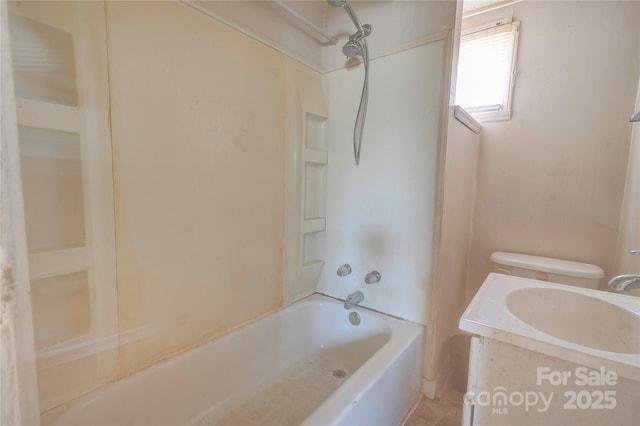 full bathroom with vanity, toilet, and shower / bath combination