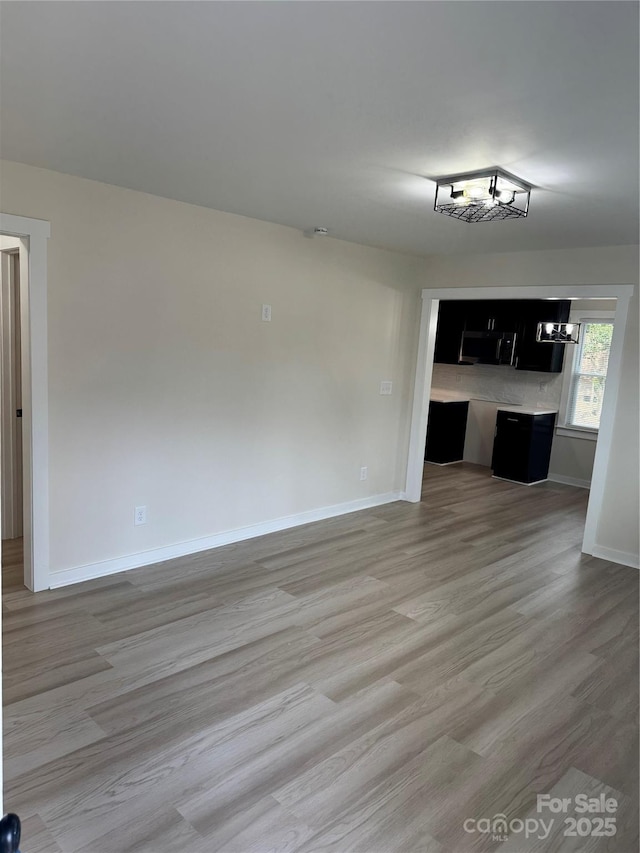 unfurnished living room with light hardwood / wood-style floors