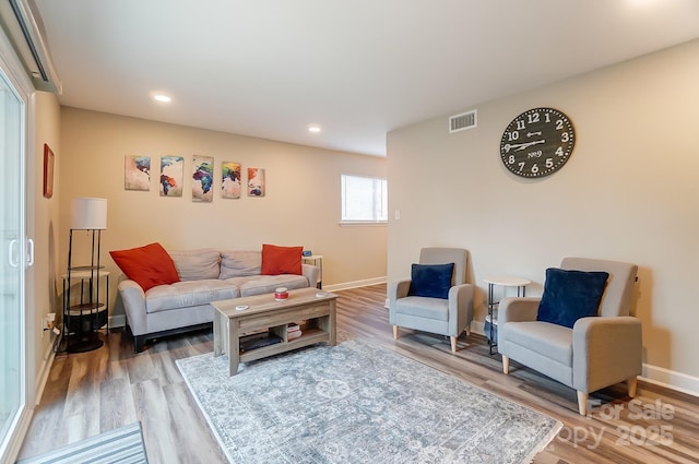 living room with wood-type flooring