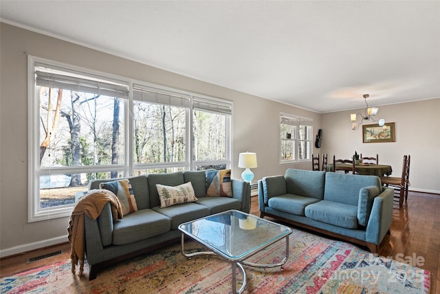 living room featuring dark hardwood / wood-style flooring