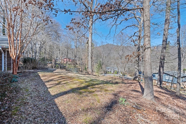 view of yard with a mountain view