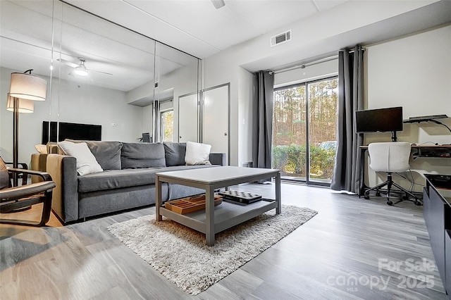 living room with wood-type flooring