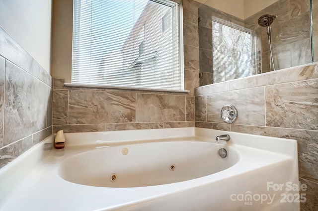 bathroom with a washtub