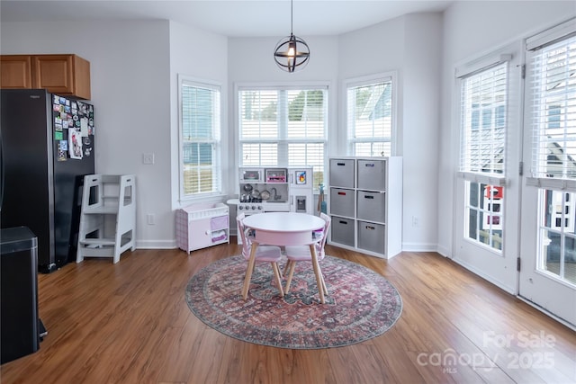 dining area featuring wood-type flooring