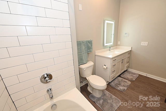 3630 N Davidson St, Charlotte, NC 28205 - full bathroom with hardwood / wood-style flooring, vanity, shower / tub combination, and toilet