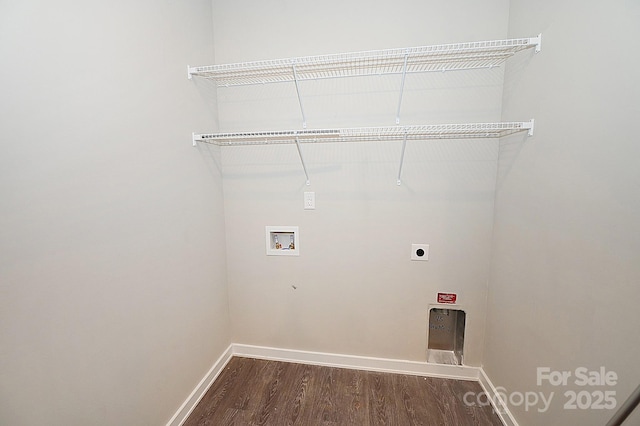 3630 N Davidson St, Charlotte, NC 28205 - clothes washing area with hookup for a washing machine, hookup for an electric dryer, and dark hardwood / wood-style flooring