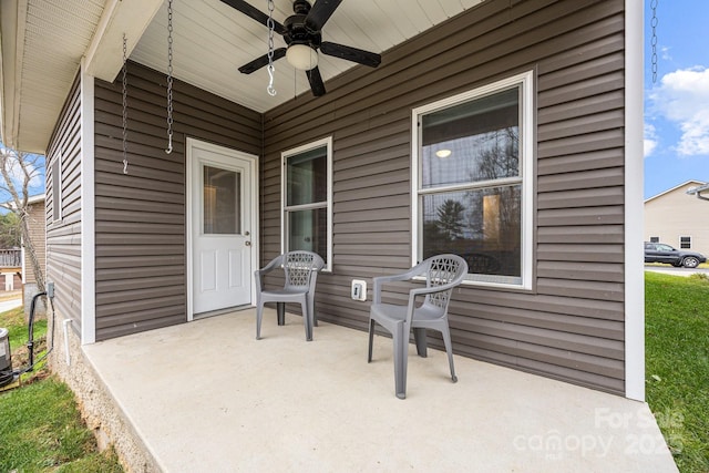 view of patio / terrace featuring ceiling fan