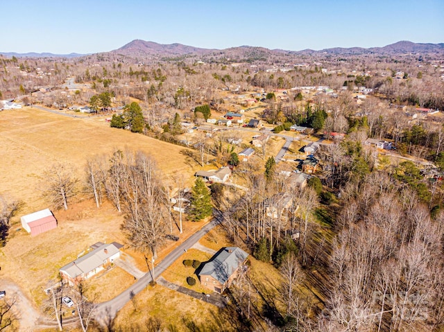 birds eye view of property with a mountain view