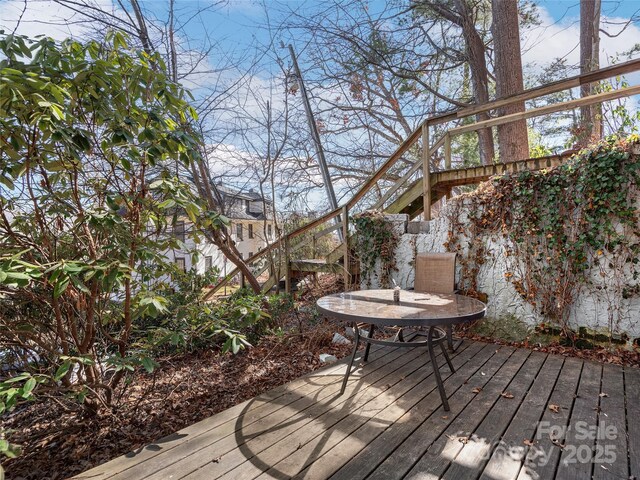 wooden deck with stairway