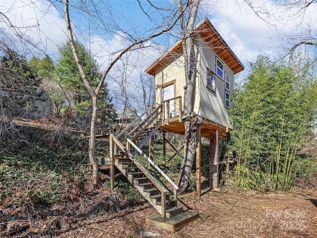 exterior space featuring stairs