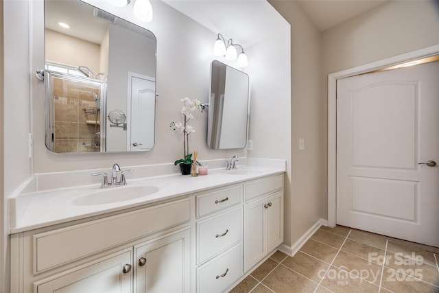 bathroom featuring vanity and tile patterned floors