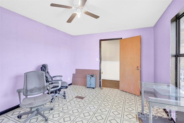 office featuring ceiling fan