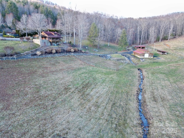 bird's eye view with a rural view