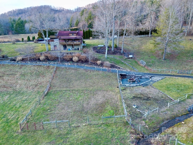 aerial view featuring a rural view