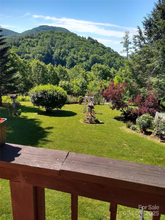 view of property's community featuring a mountain view and a lawn