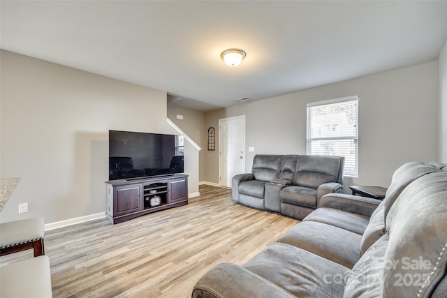 living room featuring light hardwood / wood-style floors