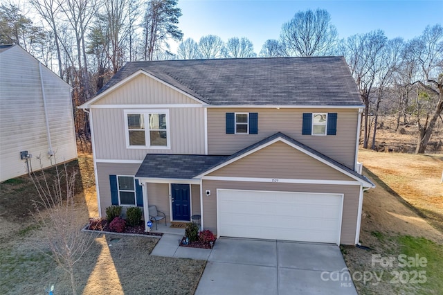 view of property featuring a garage