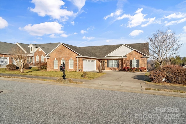 single story home with a garage