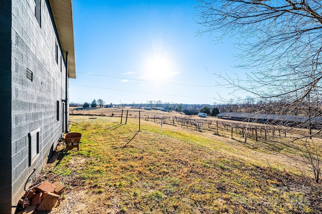 view of yard with a rural view